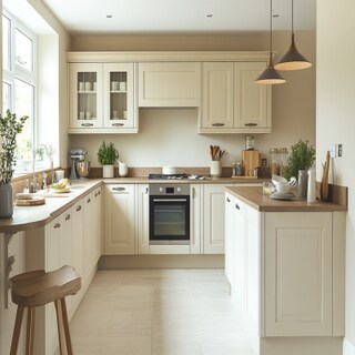 Scandinavian Champagne U-Shaped Kitchen Design