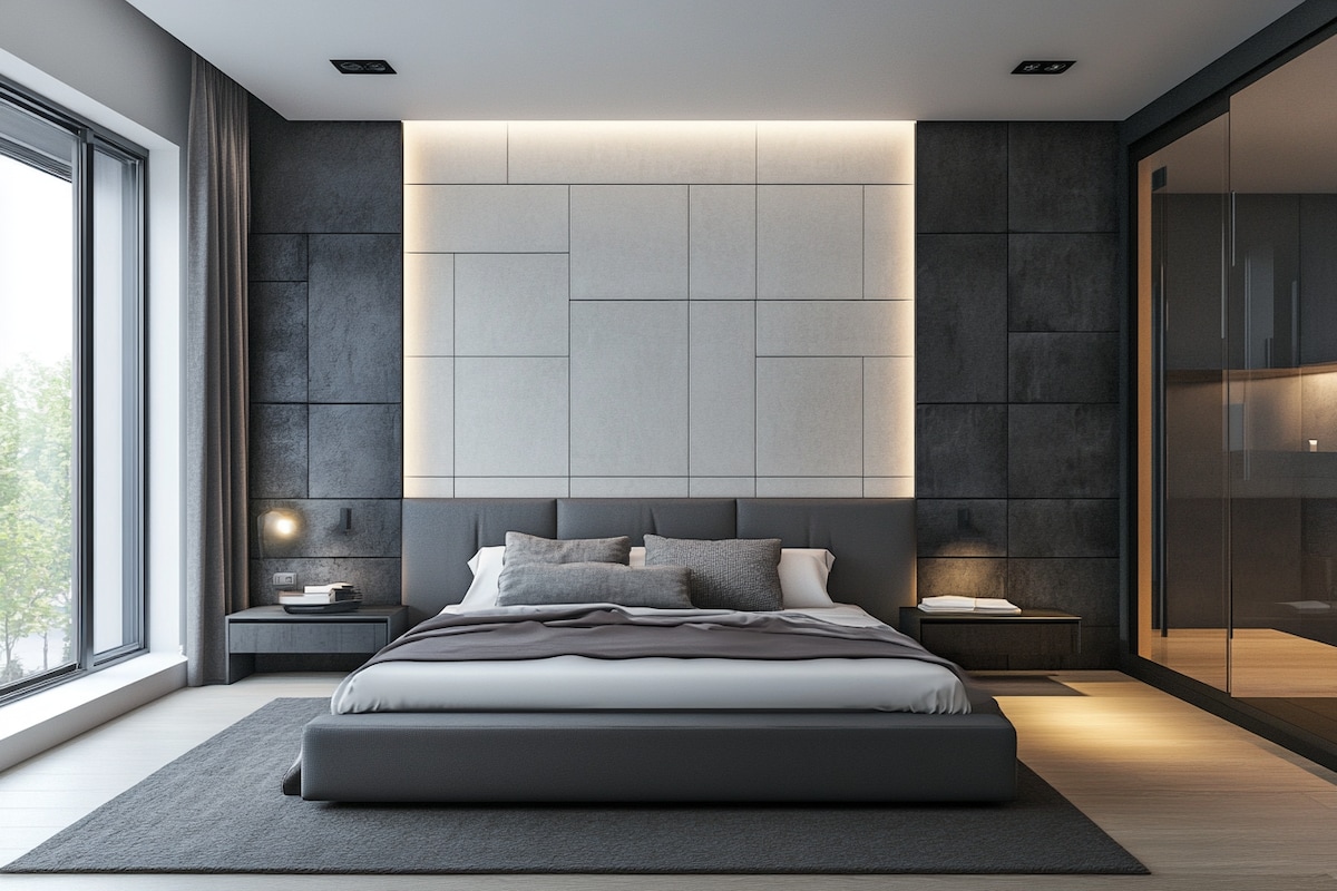 Contemporary Grey And White Wall Design With Panelling