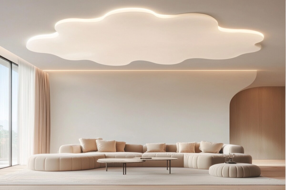 POP Cloud-Shaped Single-Layered Minimal Ceiling Design