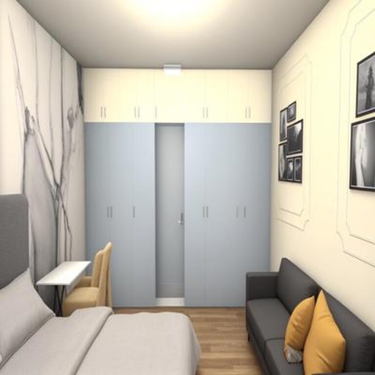 Bedroom with Wardrobe Wall and Seating Area