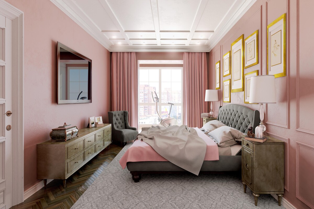 Curtained Pink Master Bedroom Curtained Pink Master Bedroom