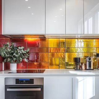 Modern Multi-Coloured Subway Kitchen Tile Design with High-Gloss Finish