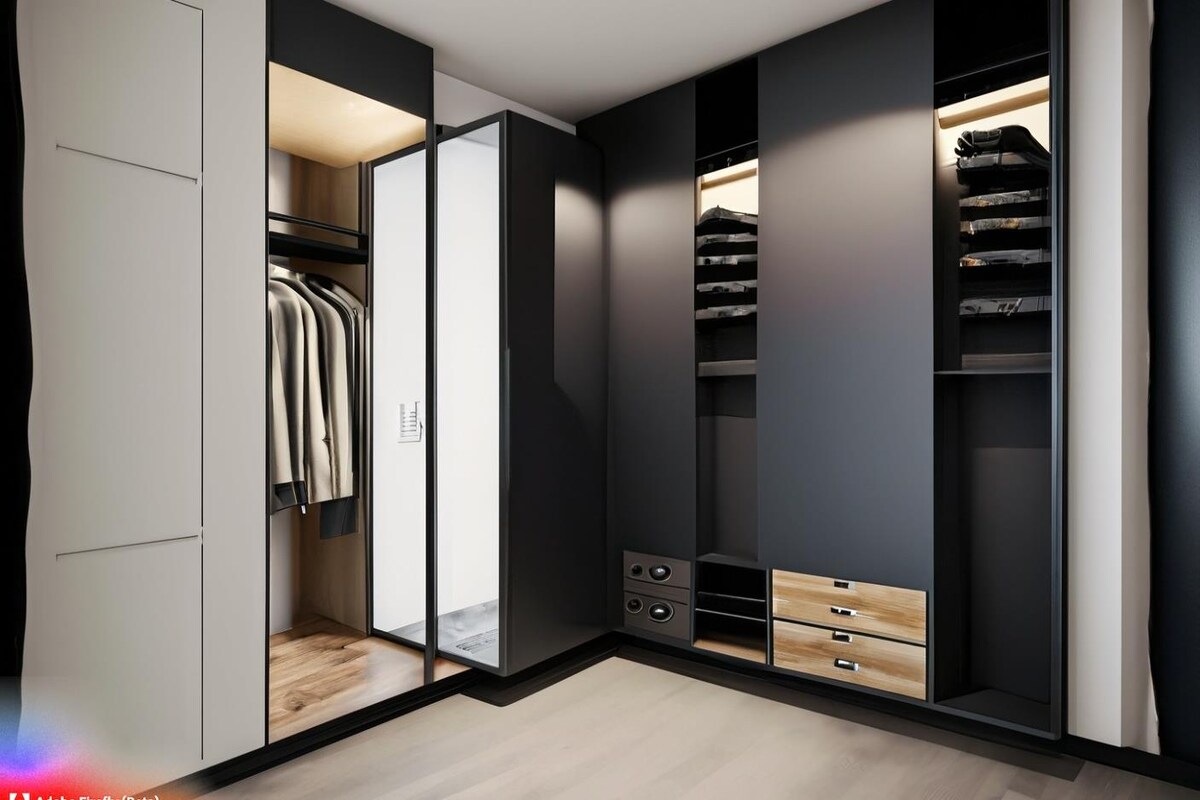 Premium Black Matte Finish Wardrobe