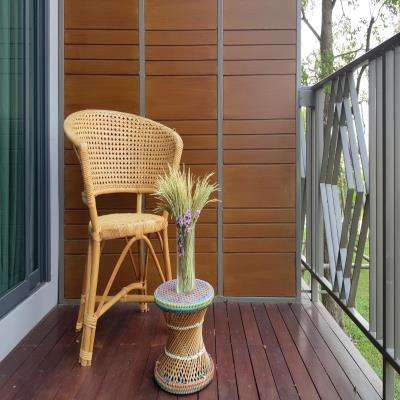 Simple Balcony Design with Cane Furniture