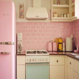 Classic Ceramic Pink Subway Kitchen Tile Design