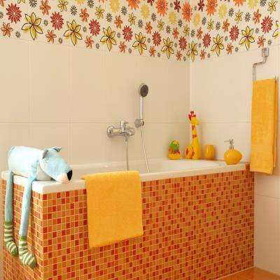Kids Bathroom Design with Orange Tints