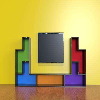 Bright Industrial TV Unit Design in Multicolour