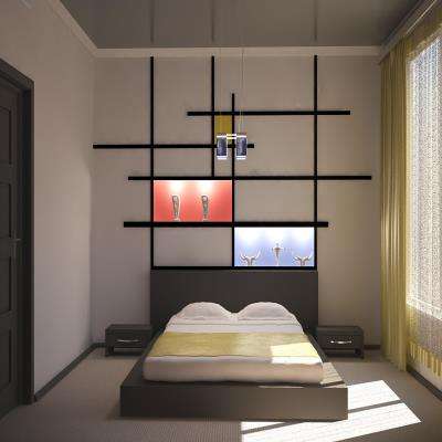Smart  Contemporary Master Bedroom Design with Unique Backdrop
