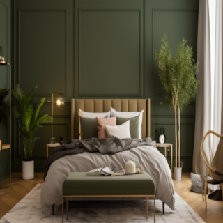 Modern Olive Green Bedroom Wall Paint Design