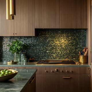 Modern Matte Green-Tone Mosaic Kitchen Tile Design