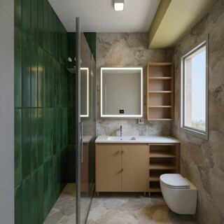 Emerald and Slate Contemporary Bathroom