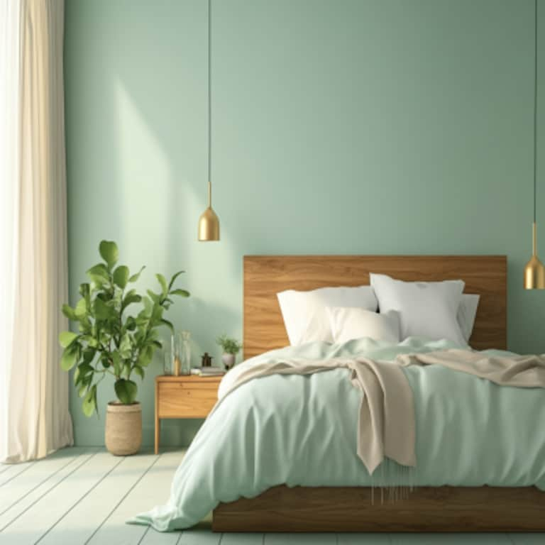 Modern Pastel Green Bedroom Wall Paint Design