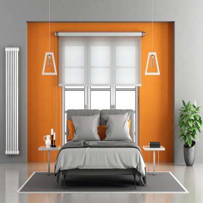 Orange Master Bedroom Design with Pendant Lights