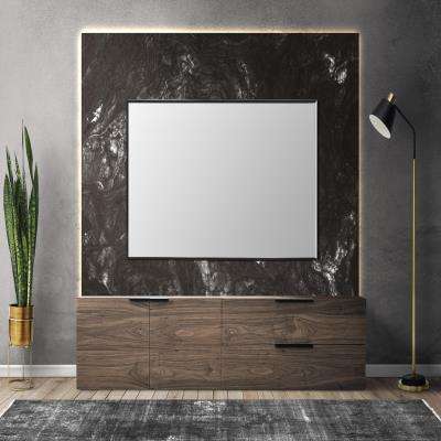 Industrial TV Unit Design in Grey with Black and White Hues