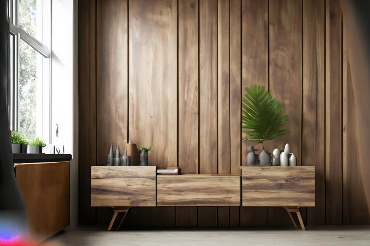 Modern Minimalist TV Unit Stand with Wooden Laminate Modern Minimalist TV Unit Stand with Wooden Laminate