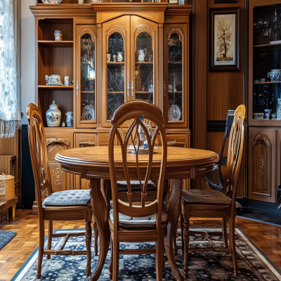 Traditional 4-Seater Wooden Dining Room Design With Seater