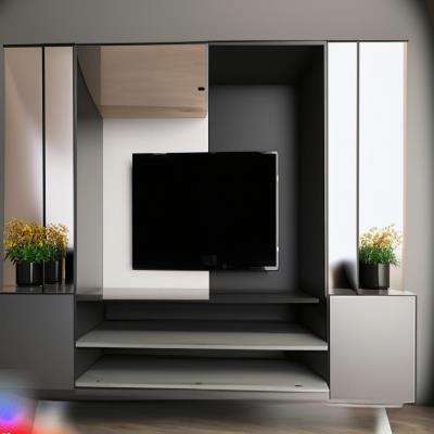 Eye-Catching Modern TV Unit Design in Black Laminate
