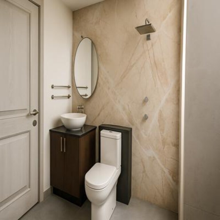 Espresso and Amber Stone Bathroom