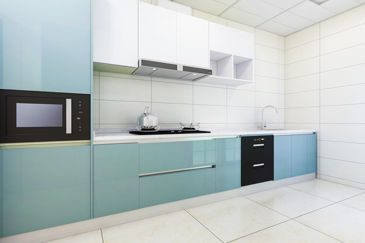 Blue and White Modular Kitchen Design Blue and White Modular Kitchen Design