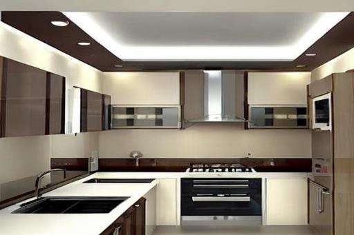 U Shaped Small Kitchen False Ceiling Design