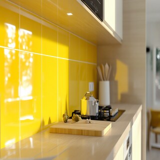 Modern Yellow Glossy Kitchen Tile Design