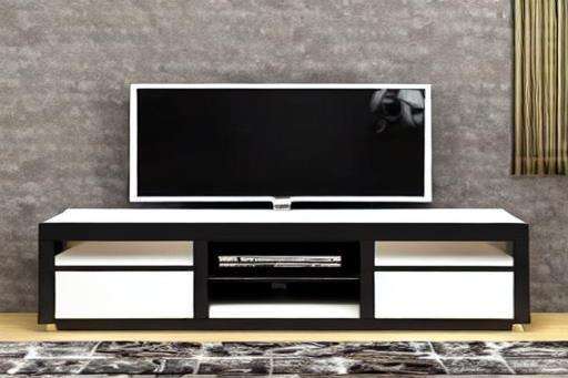 Modern TV Unit Design in Black and Cream Laminate