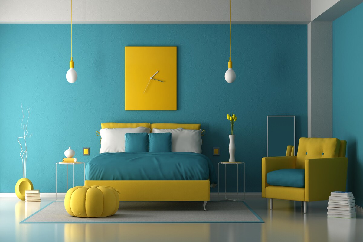 Master Bedroom Design with Light Blue and Yellow Walls Master Bedroom Design with Light Blue and Yellow Walls