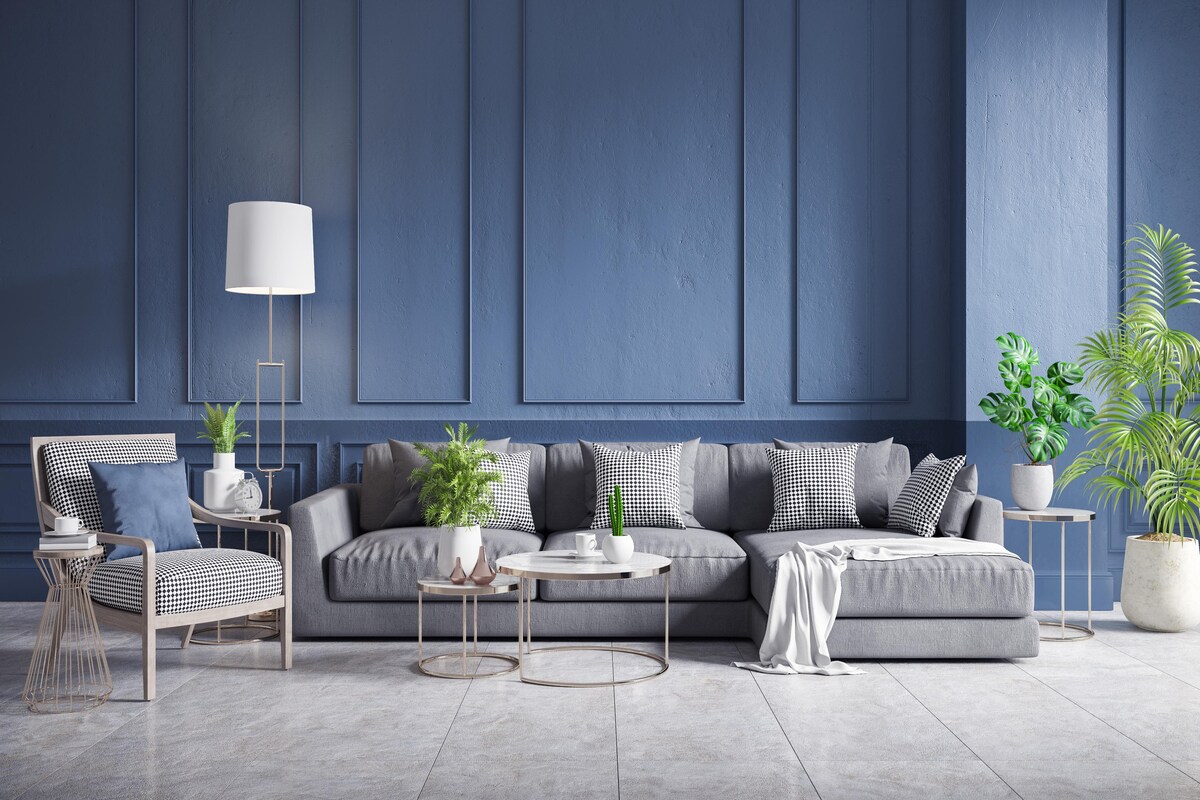 Living Room Design In Royal Blue And Comfy Couch Living Room Design In Royal Blue And Comfy Couch