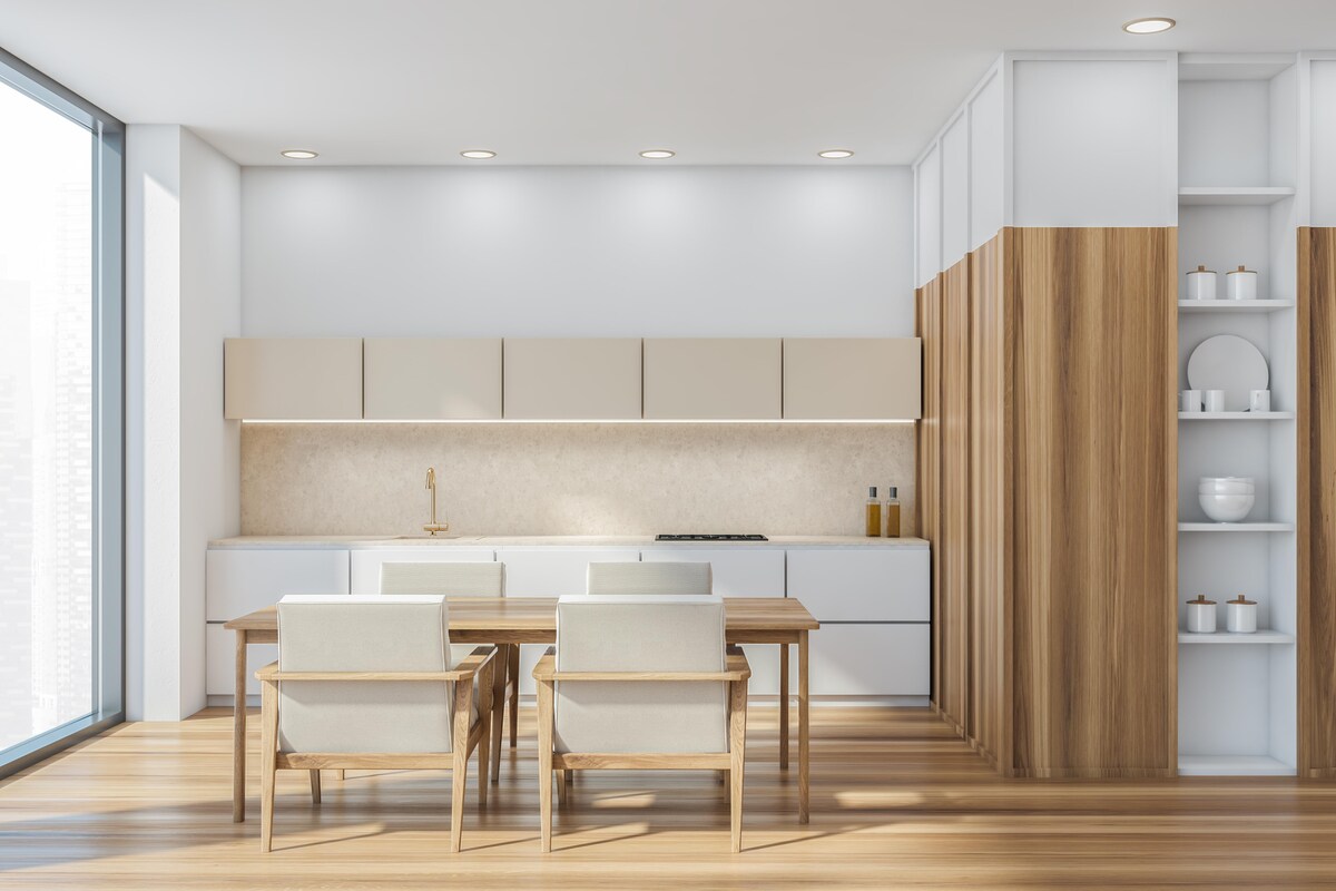 Beige Modular Kitchen Design