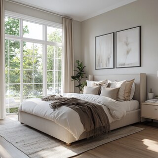 Light and Airy Contemporary Master Bedroom Design With King Bed