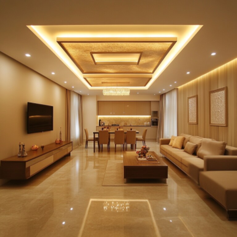 Contemporary Peripheral False Ceiling Design Made With POP