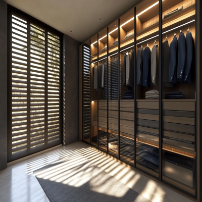 Glass Shutter Denim Suedette Modern Swing Wardrobe Design