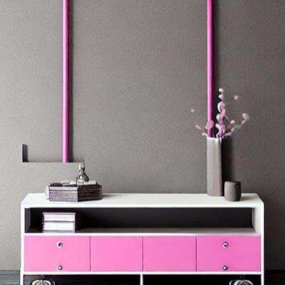Industrial TV Unit Design in Pink Laminate