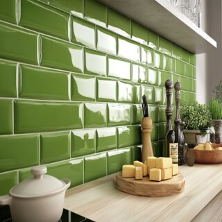 Glossy Ceramic Green KitKat Ceramic Tiles Design