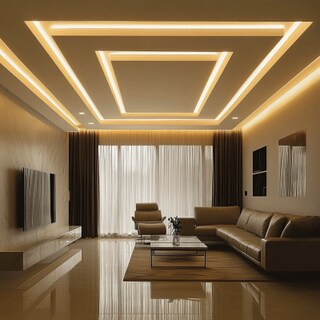 POP Modern Rectangular False Ceiling Design With Cove Light