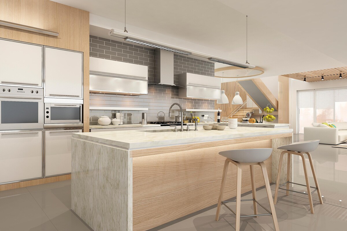 Wooden Modular Kitchen with Modern Decor