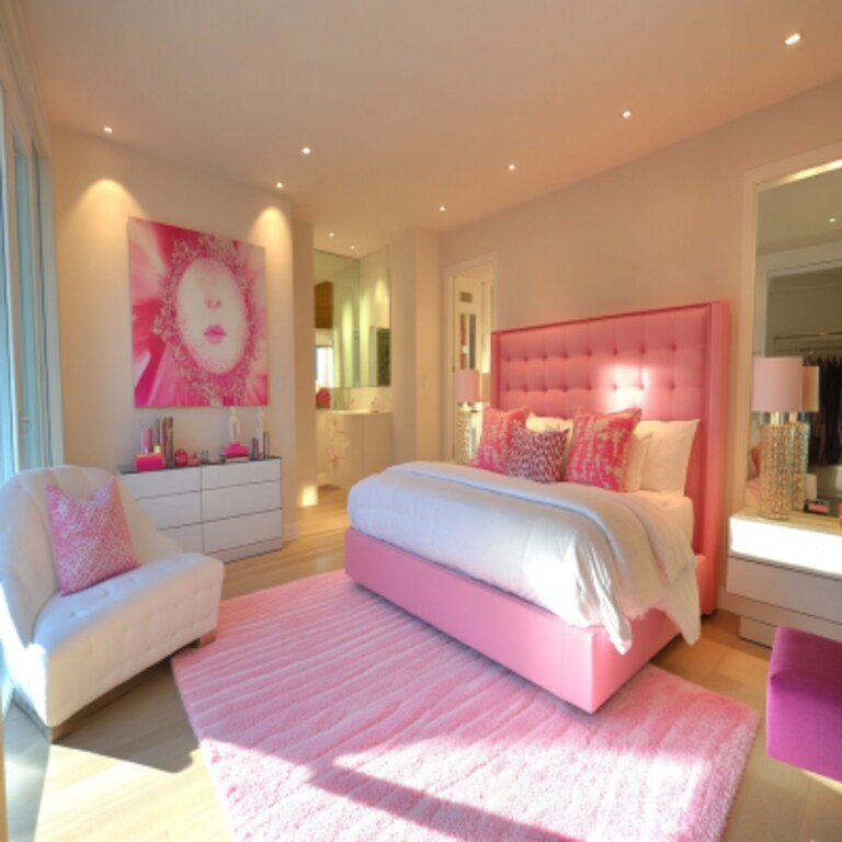 Modern Master Bedroom Design With Pink Interiors