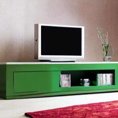 Classic TV Unit Design in Green Laminate with Beige Wall