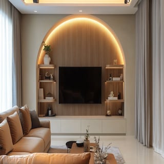 Arched Wall Contemporary Wall Mounted TV Unit Design