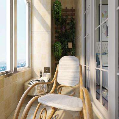 Simple Modern Balcony Design with White Chairs
