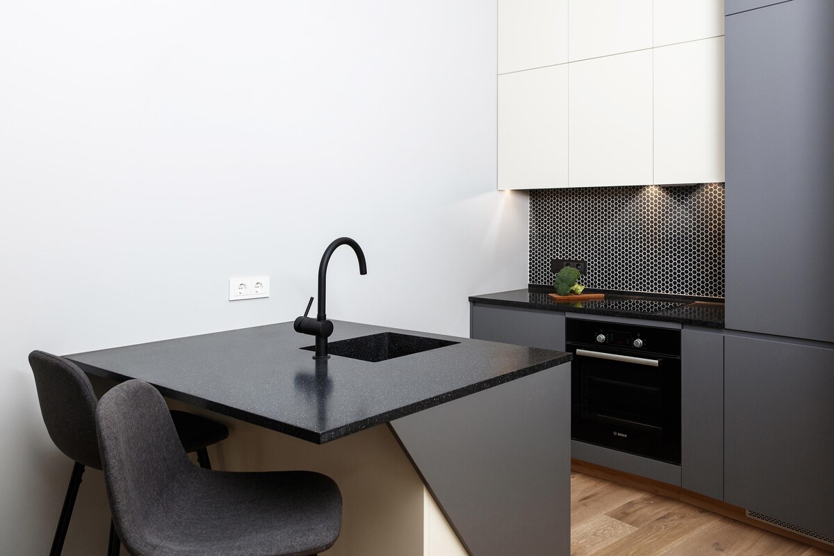 Dark Grey Small Modern Kitchen Dark Grey Small Modern Kitchen