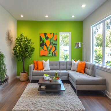 1 Open Concept Living Room with Green Walls Design Ideas in 2026