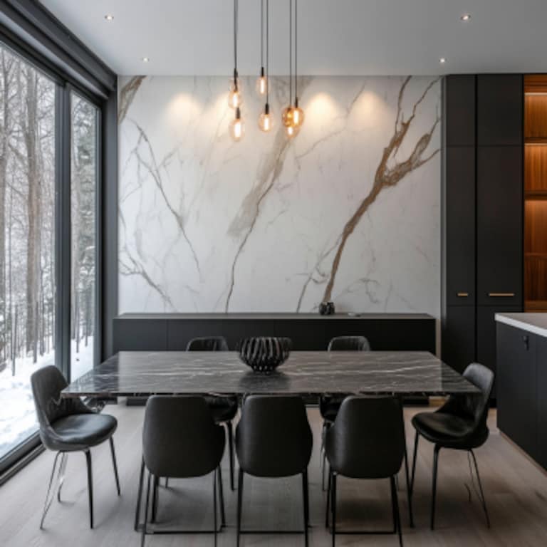 Modern Wall Design with Marble Texture Wallpaper