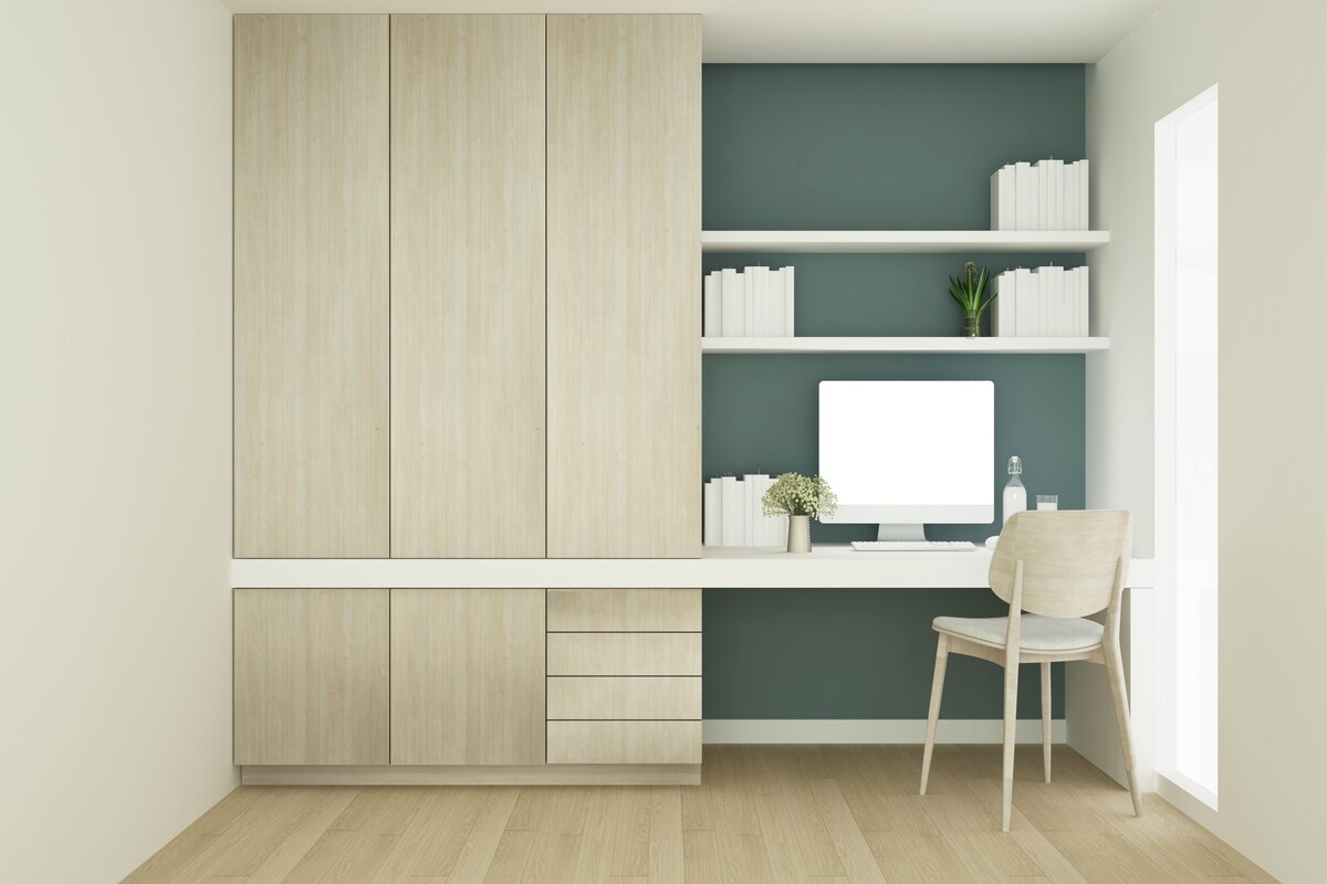 Modern Wardrobe Design with Wall Mounted Study Table