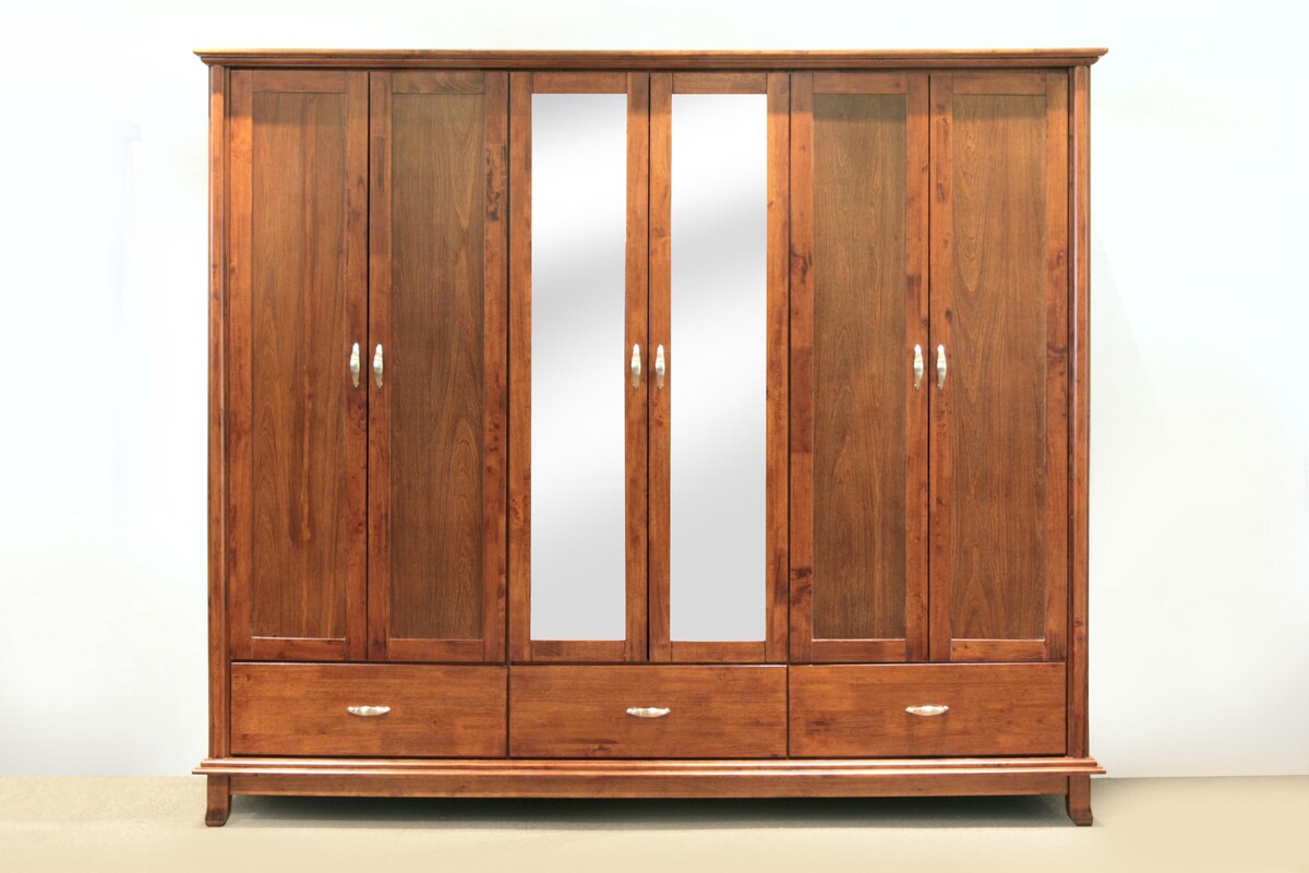 Solid Wood Wardrobe with 6 Doors