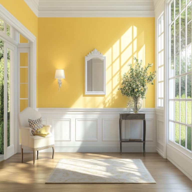 Traditional White and Yellow Wall Paint Design for Foyers