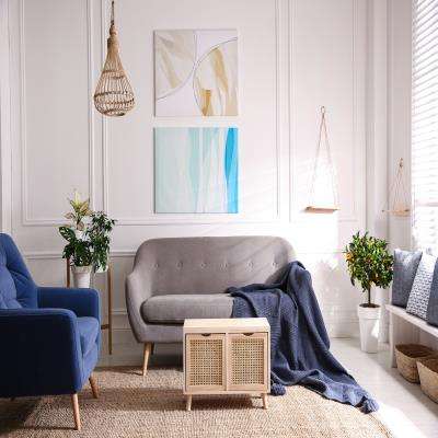 Traditional Blue Grey Living Room
