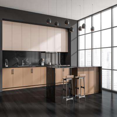 Latest Black and Biege Modular Kitchen Design