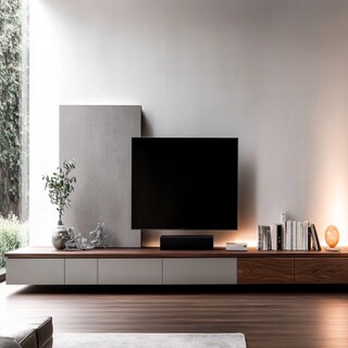 Contemporary Floor-Mounted TV Unit Design with Drawer