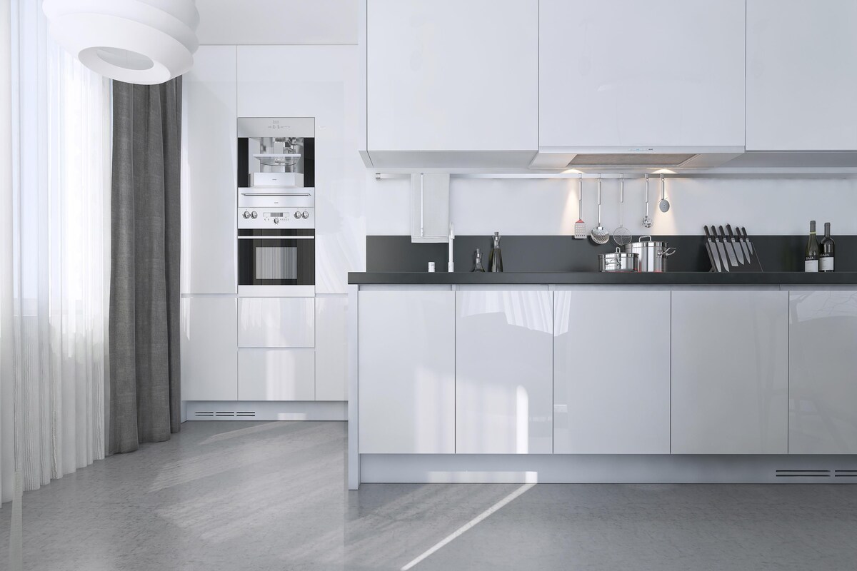 White Modular Kitchen Design with a Blend of Grey White Modular Kitchen Design with a Blend of Grey